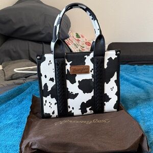Wrangler Black and White Cow Print Tote